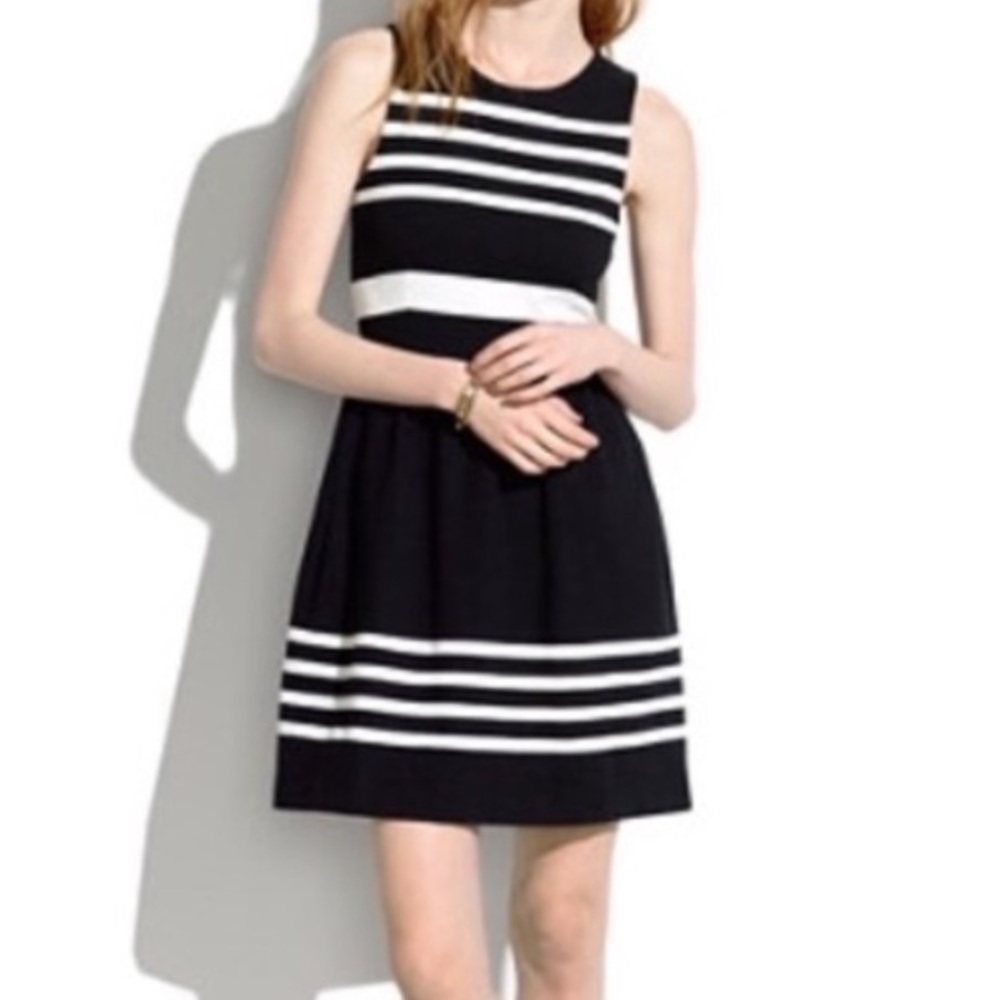 Madewell Striped Afternoon Dress Black & White S